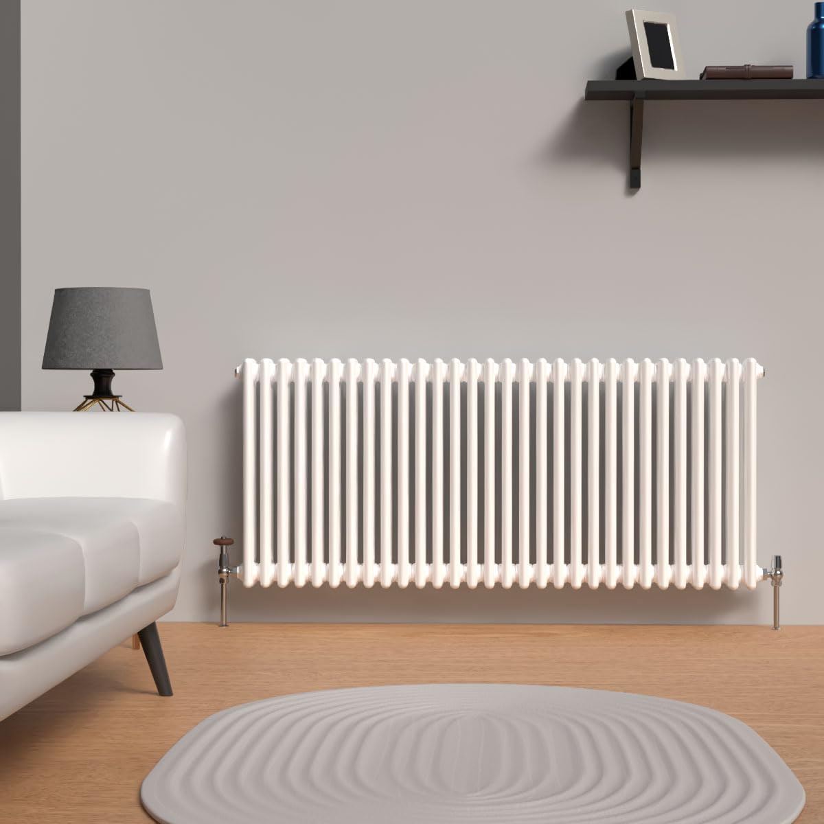 Lux Heat White Horizontal 3 Column Traditional Radiator 600Mm (H) X 1370Mm (W)