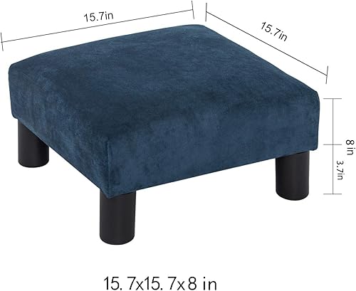 Miniatura 3 de Joveco Small Foot Rest Stool Ottoman, 15" Fabric Square Short Low Footstool Upholstered Footrest for Chair, Under Office Desk, Living Room, Navy
