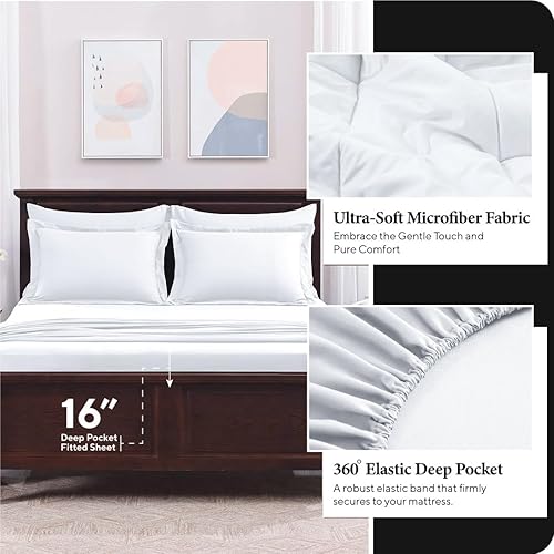 Miniatura 5 de Sleepdown Juego de edredón Queen con sábanas de 7 piezas, cama reversible en una bolsa para todas las estaciones, juegos de ropa de cama Queen con