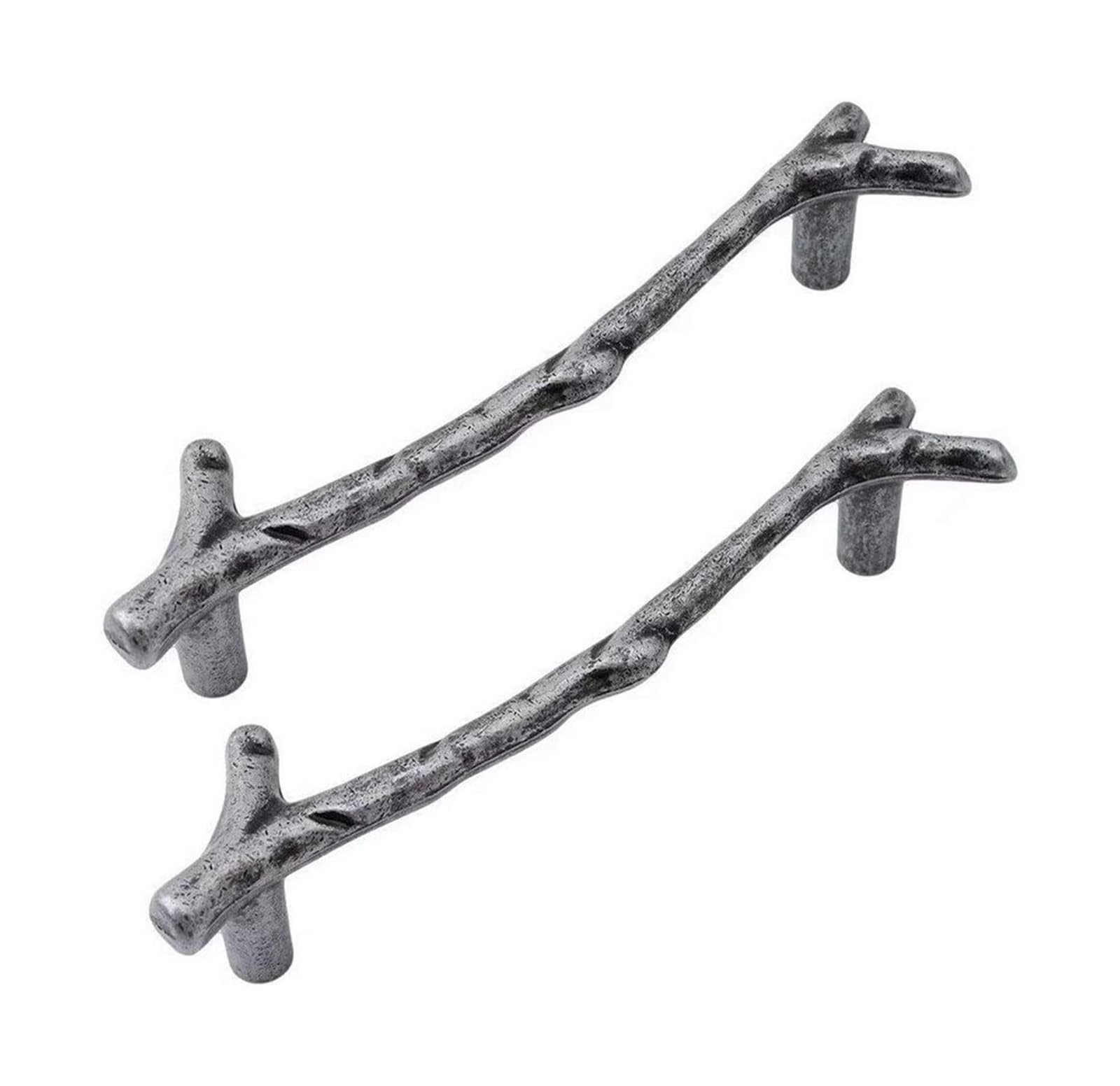 Opeximatun Kitchen Cupboard Handles, Brass Twig Branch Cabinet Drawer Handles 2 Pcs Zinc Alloy Silver