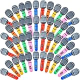 48 Pack Inflatable Microphones 9.8 Inch Blow up Microphone Bulk Pretend Inflatable Microphone Props Toys for 80s 90s Musical Concert Themed Cosplay Stage Party Role Play