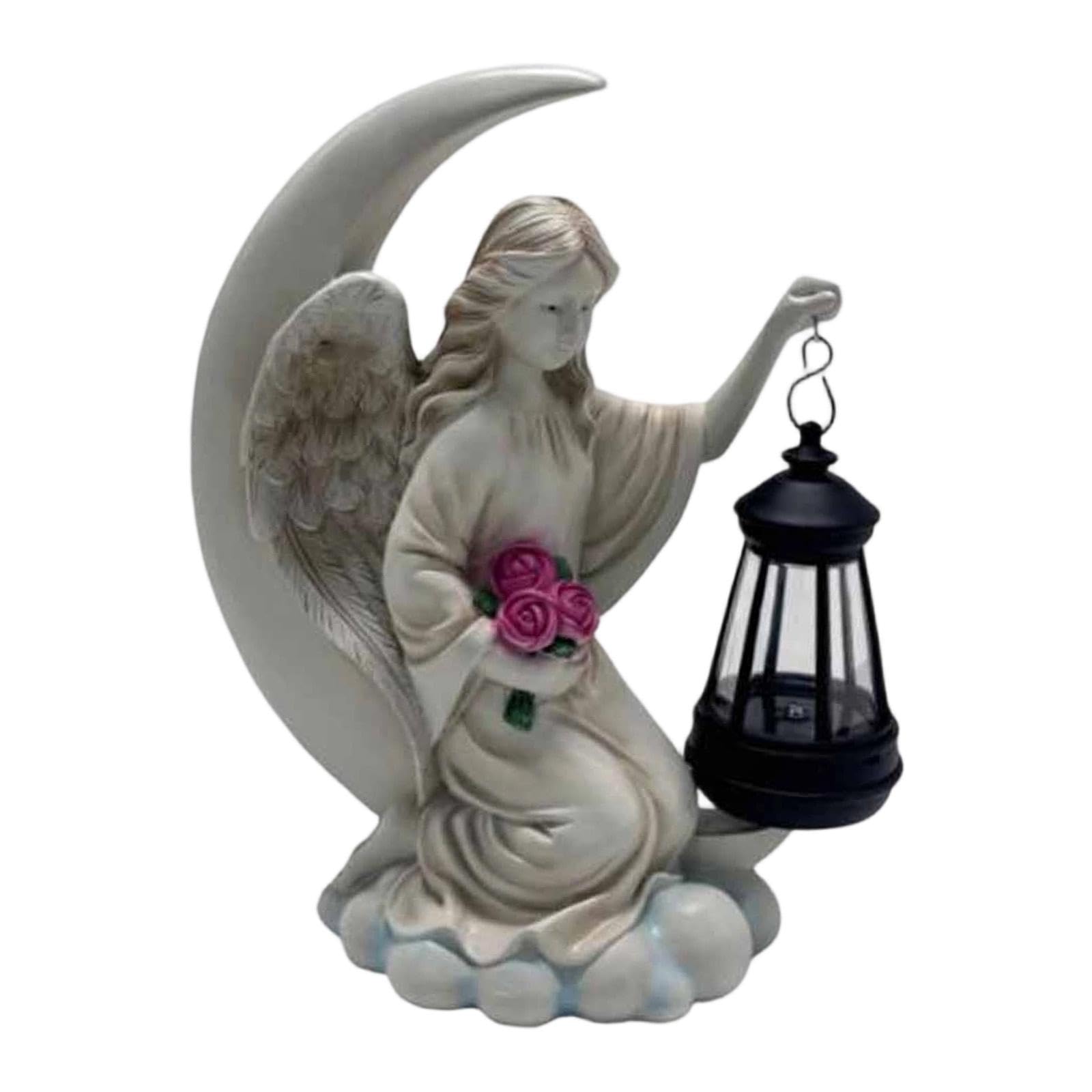 MagiDeal Estatua de ángel para Jardín con Luz Solar, Luz Nocturna para Granja, Figura para Exteriores