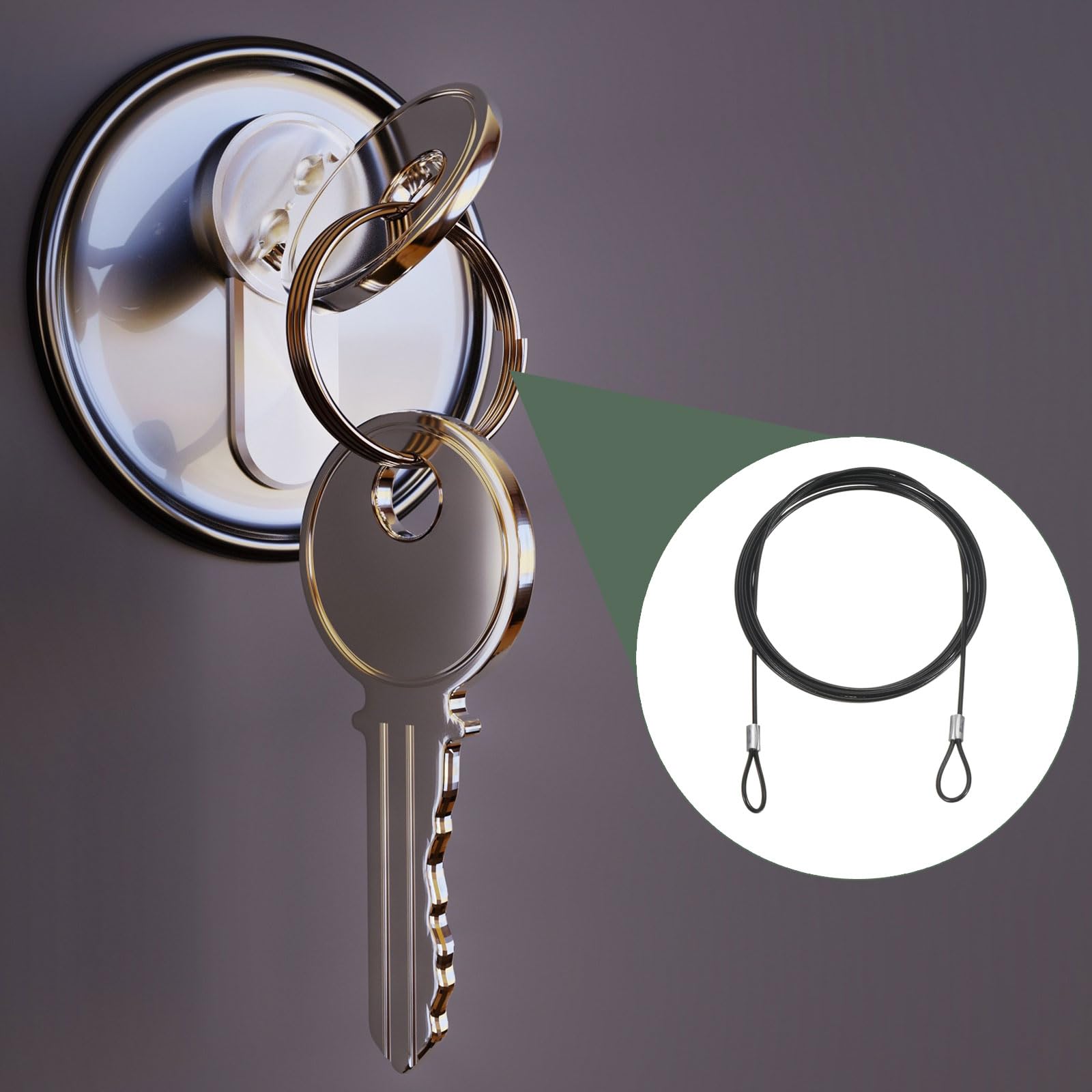 YOKIVE 2 Pcs Safety Cable Locks, Stainless Steel Security Wire Ropes with Double Loop | Great for Homes Doors Fences (Black, 6.5=Ft, 2mm Dia) - Image 3