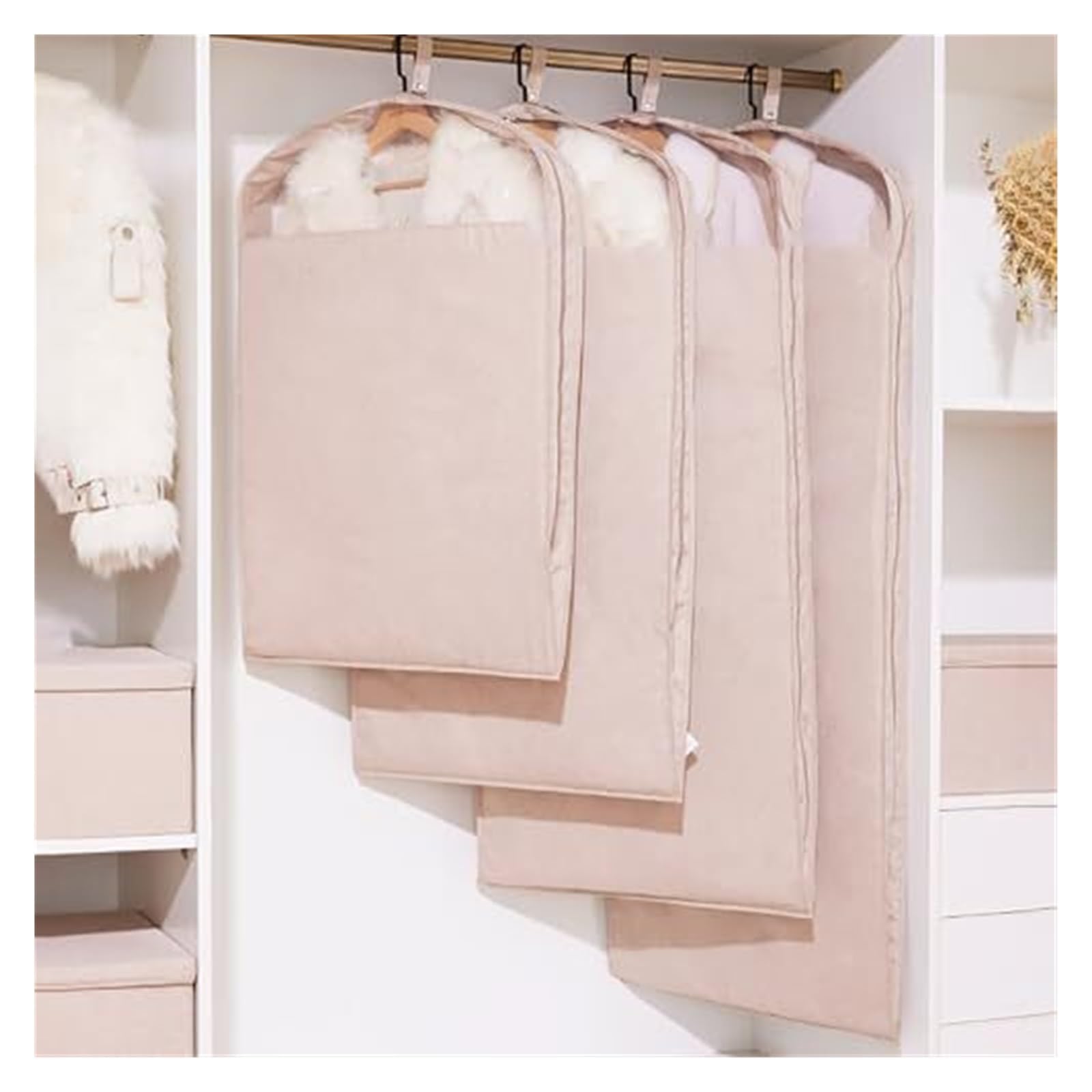 Kleidersack, Kleiderhülle, Atmungsaktive Kleidersäcke aus Oxford-Stoff for Anzüge und Jacken, mit transparentem Fenster(Pink,51.1in/130cm)