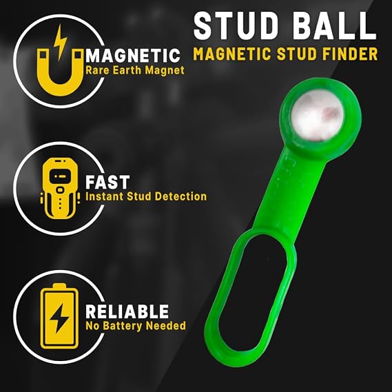 Rack-A-Tiers Stud Ball - Magnetic Stud Finder, Rare Earth Magnet 27 Pounds Pull, Portable Wall Stud Detector, Stud Magnet, Detect Nails, Screws & Metal Through Drywall, No Batteries Required (52300)