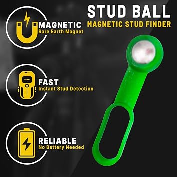 Rack-A-Tiers Stud Ball - Magnetic Stud Finder, Rare Earth Magnet 27 Pounds Pull, Portable Wall Stud Detector, Stud Magnet, Detect Nails, Screws & Metal Through Drywall, No Batteries Required (52300)