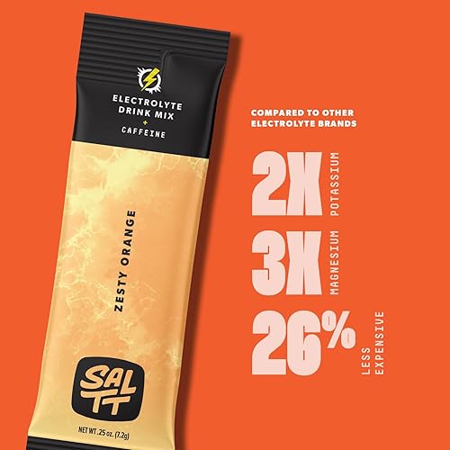 Miniatura 3 de SALTT - Mezcla de bebida con sabor a electrolitos en polvo, sabor a naranja picante, 30 paquetes de hidratación, magnesio, potasio, sodio,