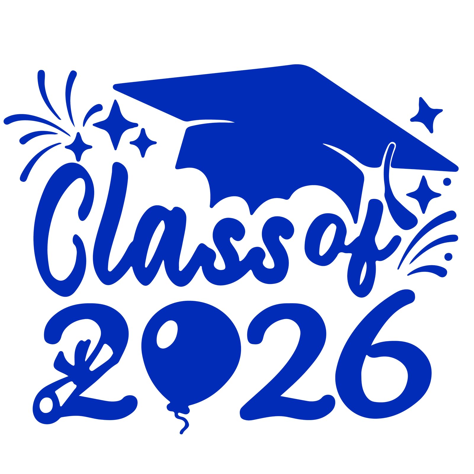 2PCS Class of 2026 Car Sticker &amp; Graduation Hat Sticker Removable Graduate Decal 8"x 7.1" Waterproof Vinyl Decals Arts &amp; Crafts for Graduation Party Decorations (Blue)