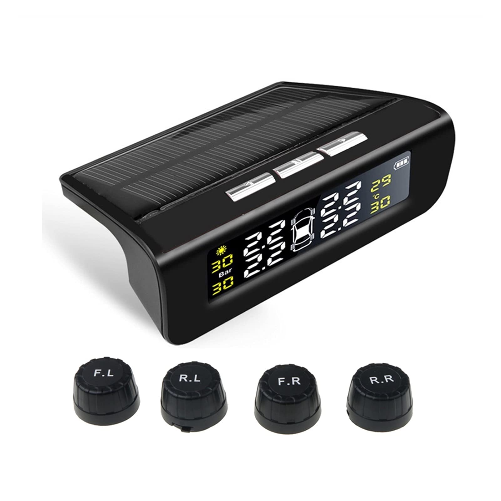 Strumenti di controllo della pressione dei pneumatici Sistema di monitoraneo per pneumatici per pneumatici per auto Smart Automobile solare TPMS. Pneumatici AVVERTENZA Avviso ad alta temperatura Senso