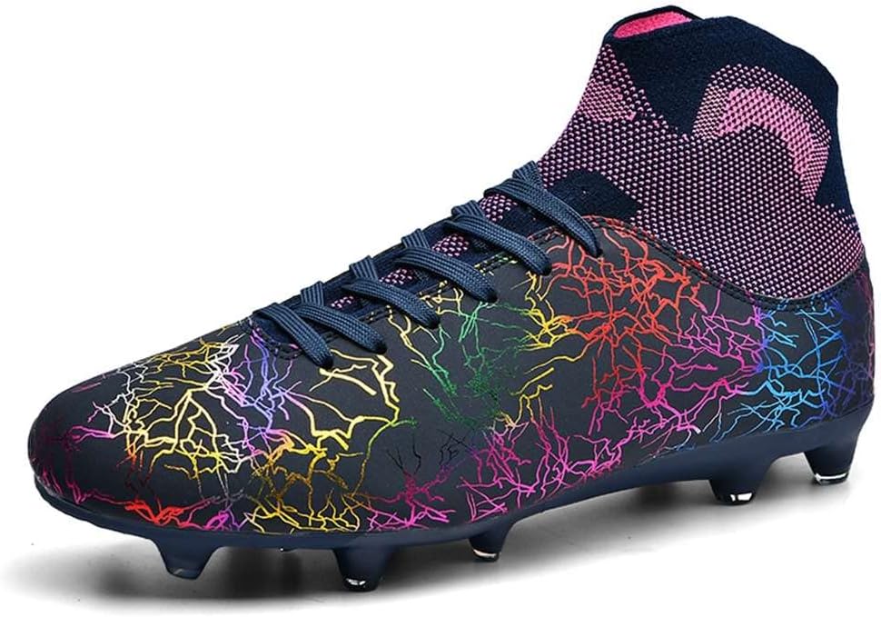 NCNDB Unisex's Cleats Soccer Shoes High top Football Shoes for Younth Professional Training Turf Ankle Boots Athletic Sneaker