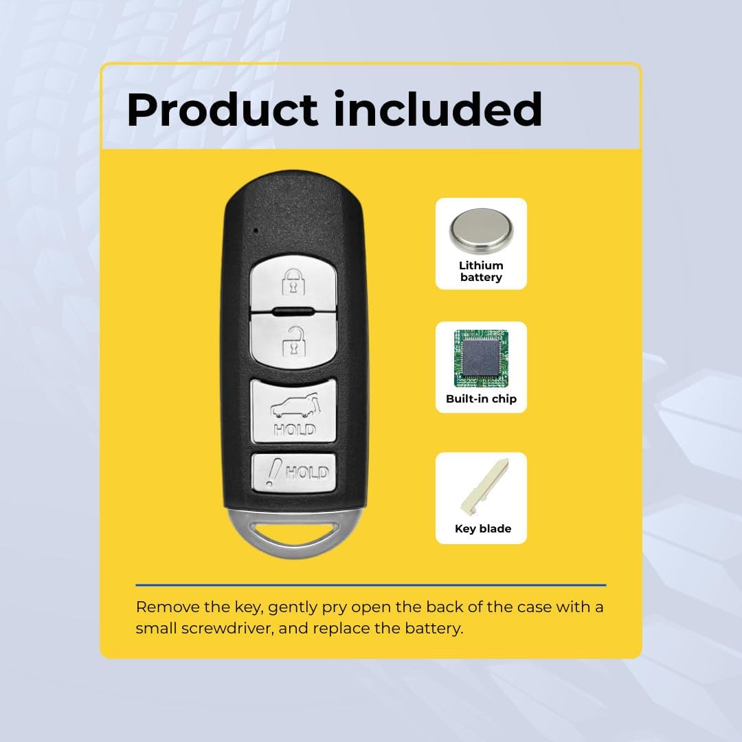 Replacement Key Fob Compatible with CX-5 2017-2019 FCC WAZSKE13D02 Part Number TK52-67-5DY TK52675DY