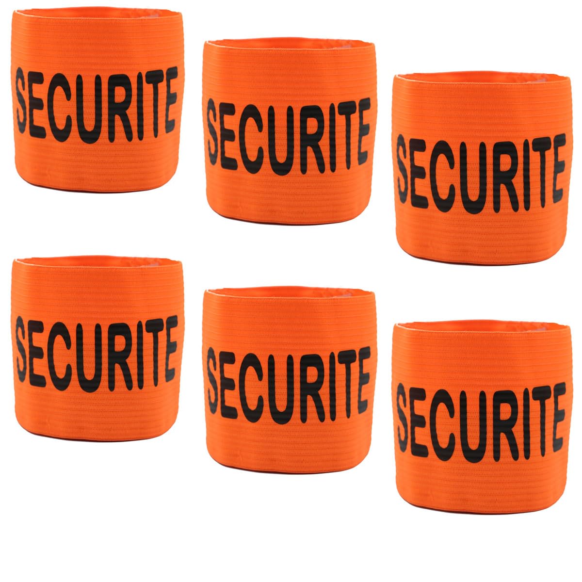 PATOUTATIS - Lot 6 brassards élastiques SECURITE orange fluo