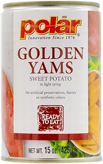 MW Polar Golden Yams Sweet Potatoes in Light Syrup, 15oz Cans (Pack of 6) - Natural, Tender, Ready-to-Eat