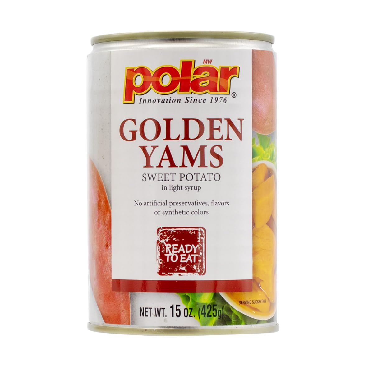 MW Polar Golden Yams Sweet Potatoes in Light Syrup, 15oz Cans (Pack of 6) - Natural, Tender, Ready-to-Eat
