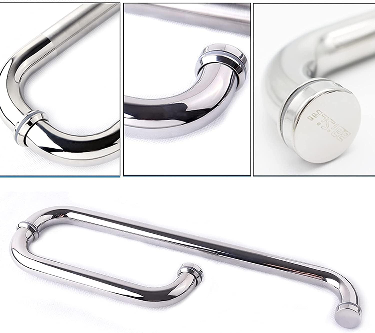 Modern Shower Door Handle Set - 2 Pack Stainless Steel Pull Push Knob | Stylish Towel Bar with 181mm Hole Distance for Interior Screen Doors (HoleDistance185mm*385mm)