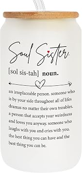 KORUBIA Friendship Gifts for Women Friends, Gifts for Friends Female, Gifts for Best Friend - Gifts for Sister - Sister Birthday Gifts - Galentines Day, Valentines Gifts for Friends - 16 Oz Can Glass