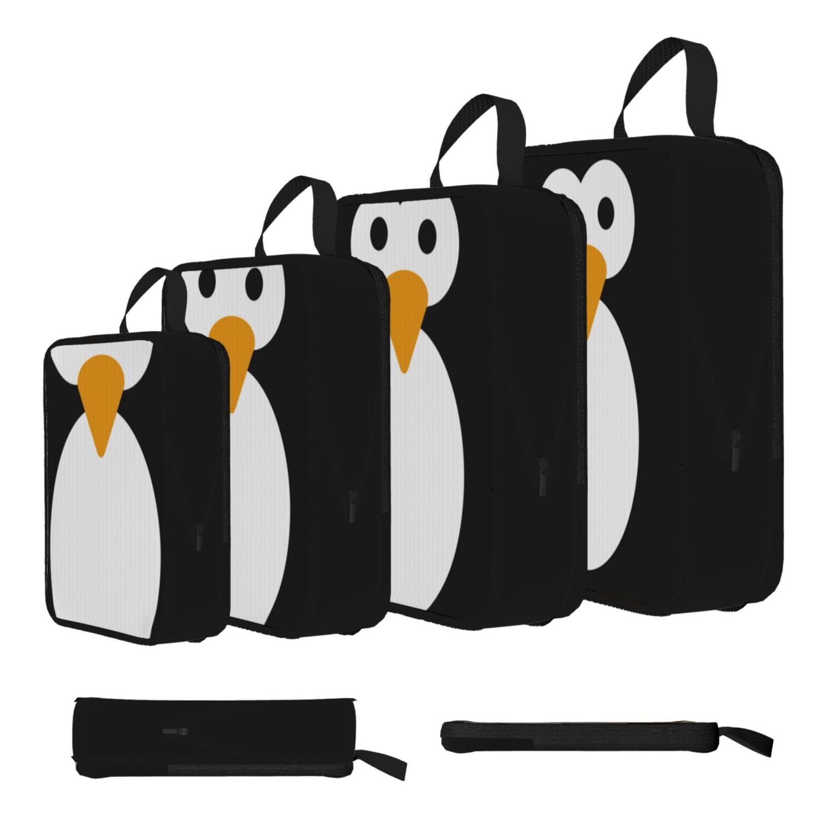 Cute Penguin Print 4 Set Compression Packing Cubes For Suitcases,Expandable Storage Bags Organizers