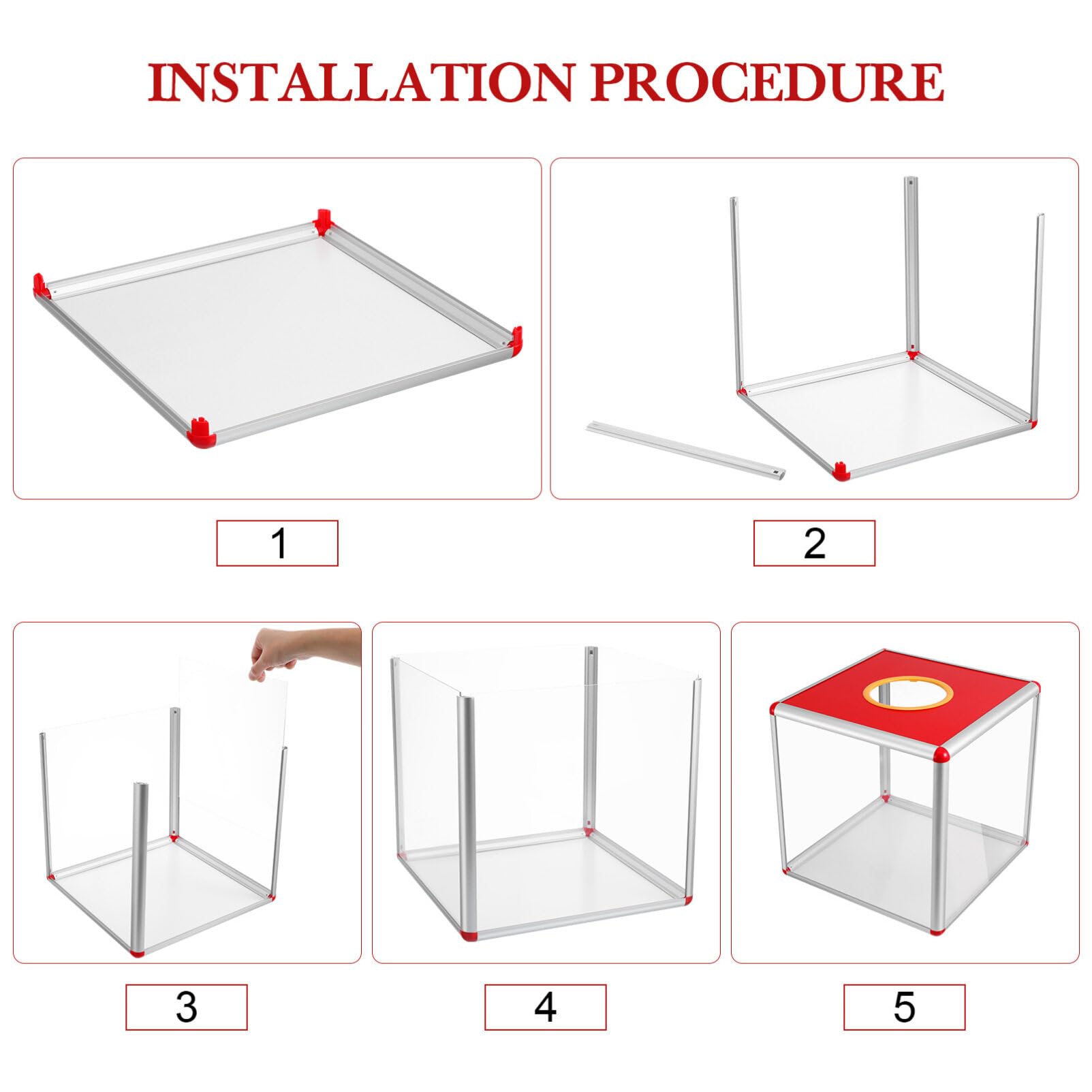 Operitacx Red Lottery Box 12 Inch Square Raffle Ticket Holder Donation Collection Storage Case for Voting Contests and Charity Events - Image 2