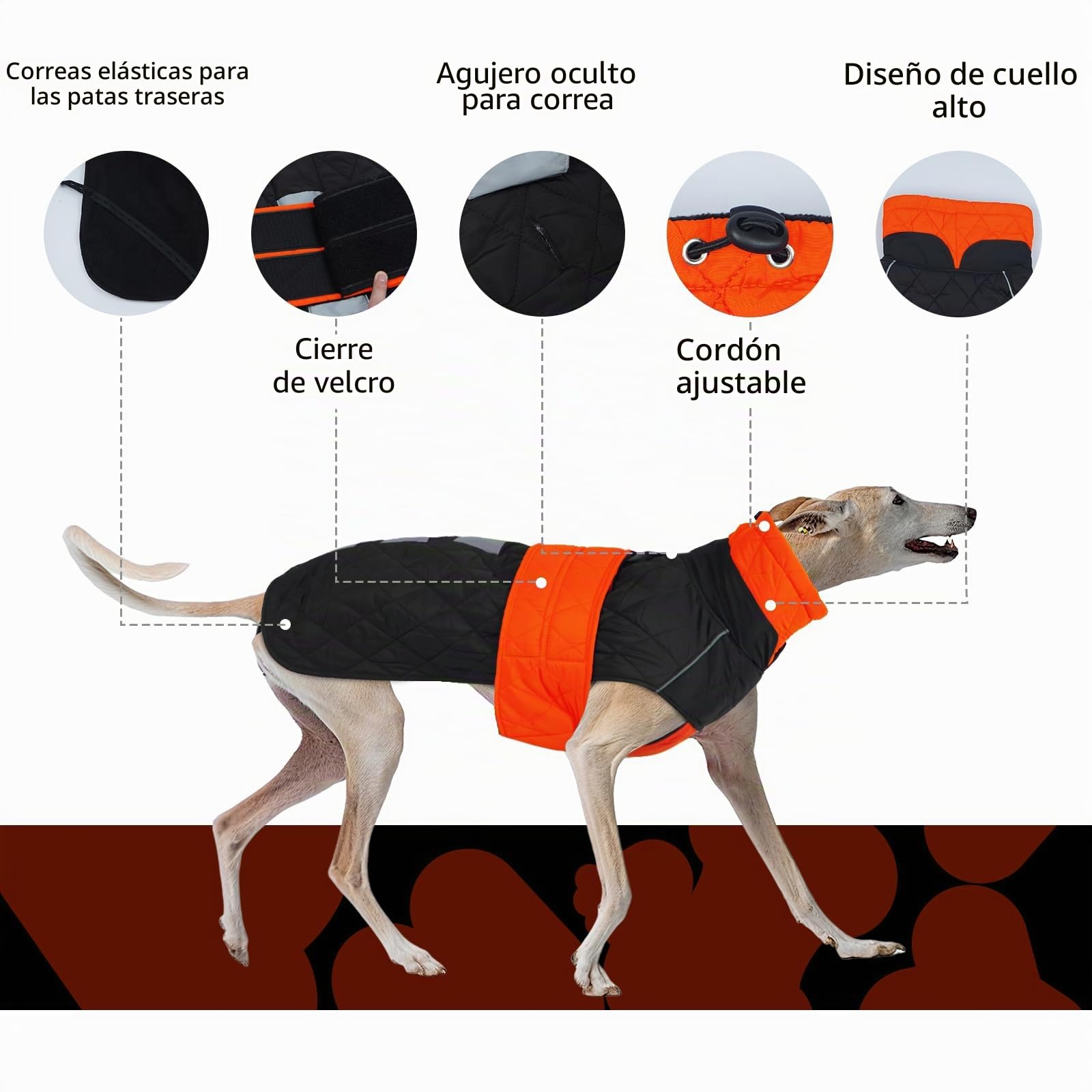 Abrigo Galgos Chaqueta Impermeable, Ropa de Invierno Cálida Perros Traje de Nieve Chaqueta Galgos Chaleco con Cuello de Piel para Perros