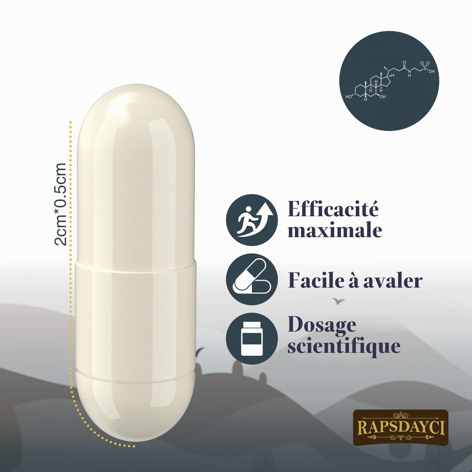 TUDCA à dosage élevé – 1200 mg par portion, 120 gélules | acide tauroursodésoxycholique (sels biliaires), complément alimentaire pour le foie | sans OGM, sans gluten