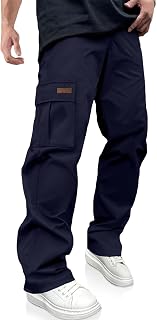 PLEPAN Mens Casual Cargo Pants Workout Hiking Sweatpants with Multi Pockets