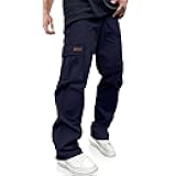Men's Casual Cargo Pants Drawstring Hiking Pants Workout Tactical Joggers Sweatpants for Men