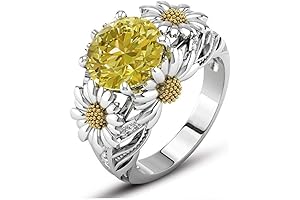 Kuyiuif Citrine Daisy CZ Ring