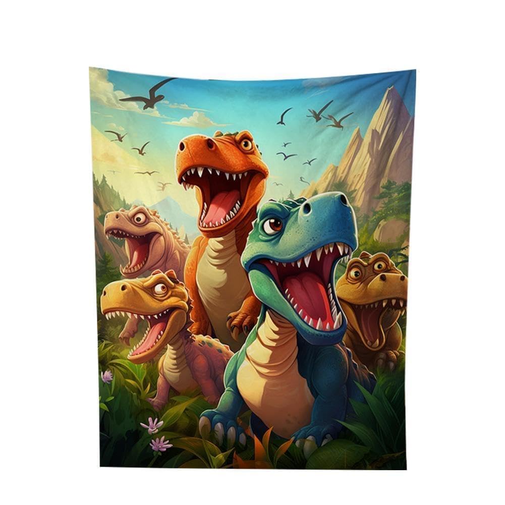 Manta de franela de dinosaurios sonrientes de Navidad, impresión digital HD, con diseño de dinosaurio, franela suave y ligera B