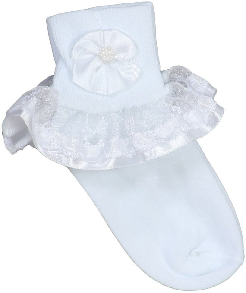 Dreamer PLittle Girls' Christening Holy Communion Organza Lace Design Socks