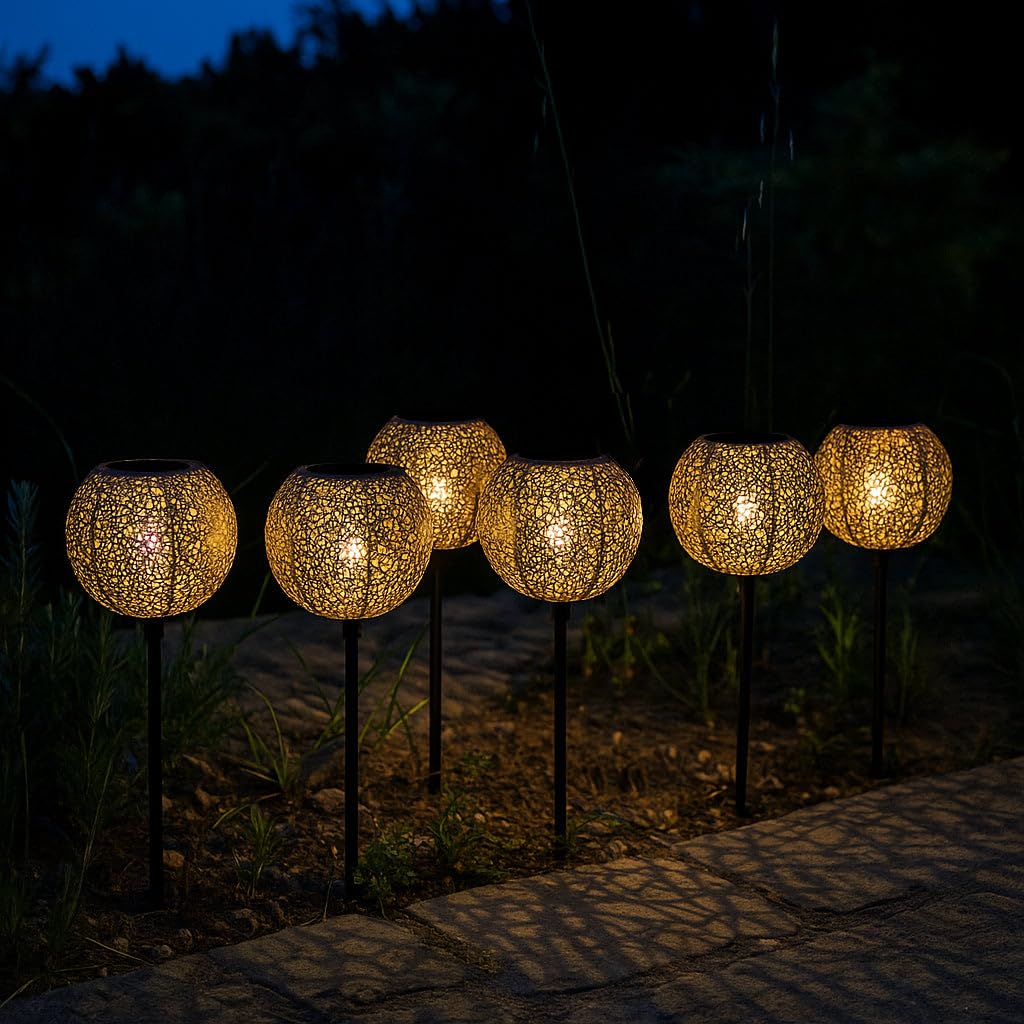 Lumisky AGADIR Solarleuchten im orientalischen Stil, zum Einpflanzen, LED, Warmweiß, Höhe 45 cm, 6 Stück