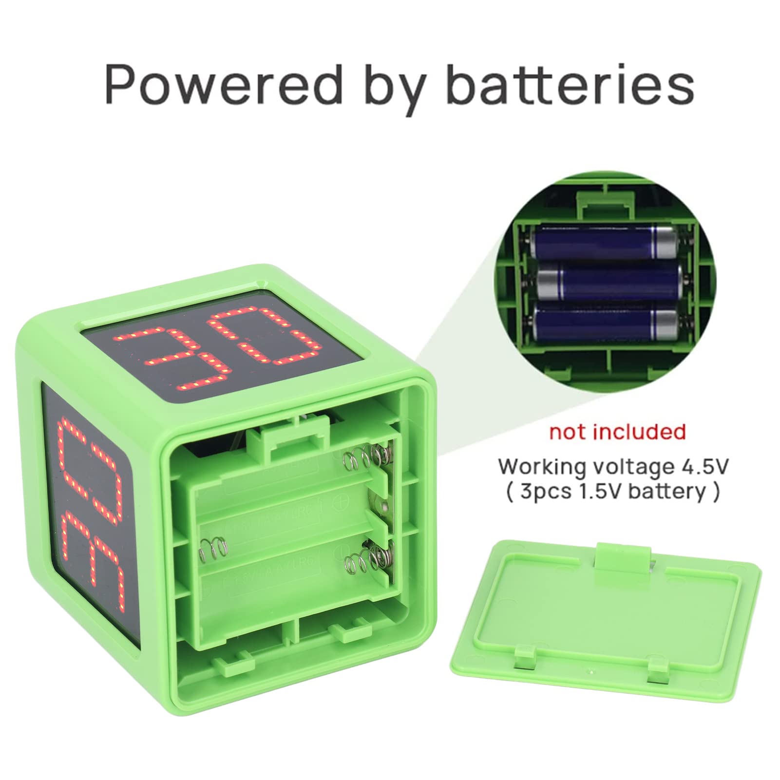Temporizador de Cubo, Cronómetro de Cuenta Regresiva con Temporizador de Disparo Digital de Cuatro Caras de 1.4 Pulgadas, Tres Botones Fáciles de Configurar, Pantalla Digital HD (Green)