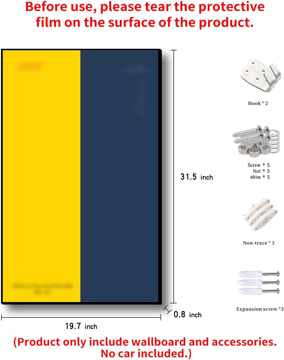 iLuane Display Wallboard for LEGO Technic Racing RB20 42206 Race Car Model Kit, Adult Collectibles Wall Mount, Home or Office Décor, Two-Tone (No Car Included)