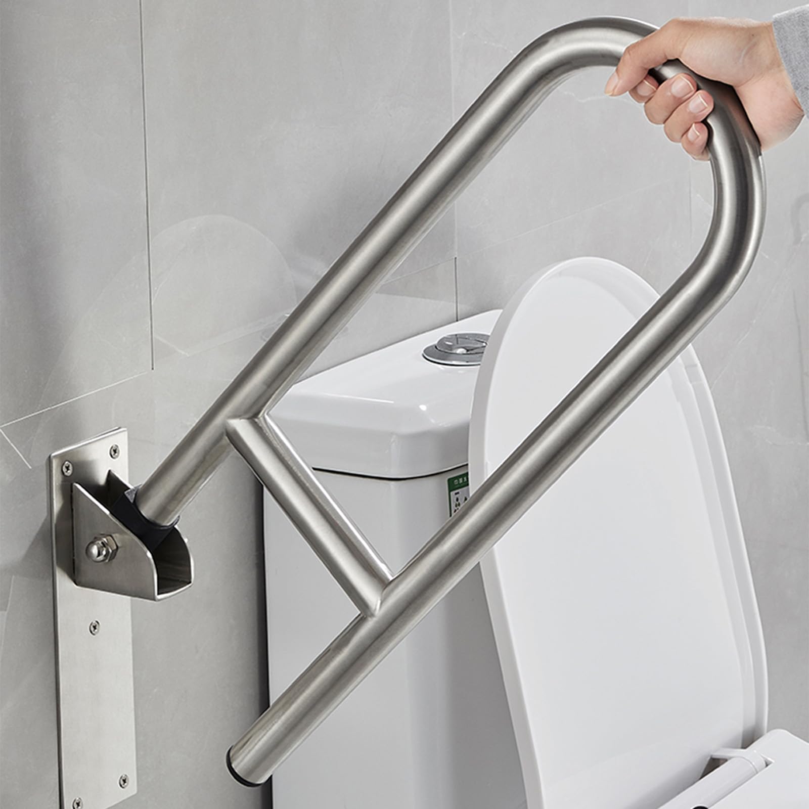 Barra Para WC, Antideslizantes Resistentes Manija de Soporte para Inodoro | Antideslizante Barra Abatible Para Inodoro, Minusválidos WC, Barra Baño Minusválido Carga hasta 120 kg (264 lb) (Blanco)
