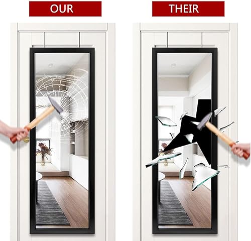 Miniatura 3 de MIRUO Espejo de pared para puerta, 43 x 18 pulgadas, negro, marco de plástico