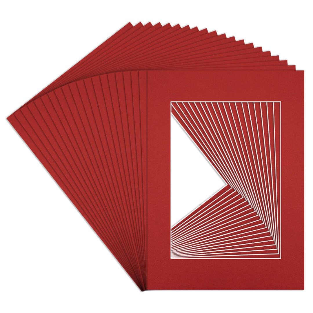 Procut Global 7x5" Crimson Picture Mounts to Fit 5x3.5" Aperture - Precision Cut Cardboard Photo Mount - Ideal for Frames, Prints, Artwork & Certificates - Sizes & Colours Available - 20 Pack