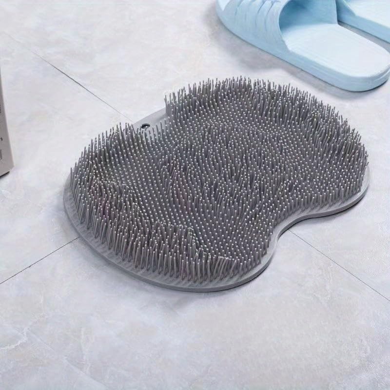 Silicone Foot Scrub Pad Exfoliating Bath Massage Pad Non-Electric Dual-Textured Foot & Back Shower Scrubber Hanging Design Non-Slip Bathroom Accessory (Grey)