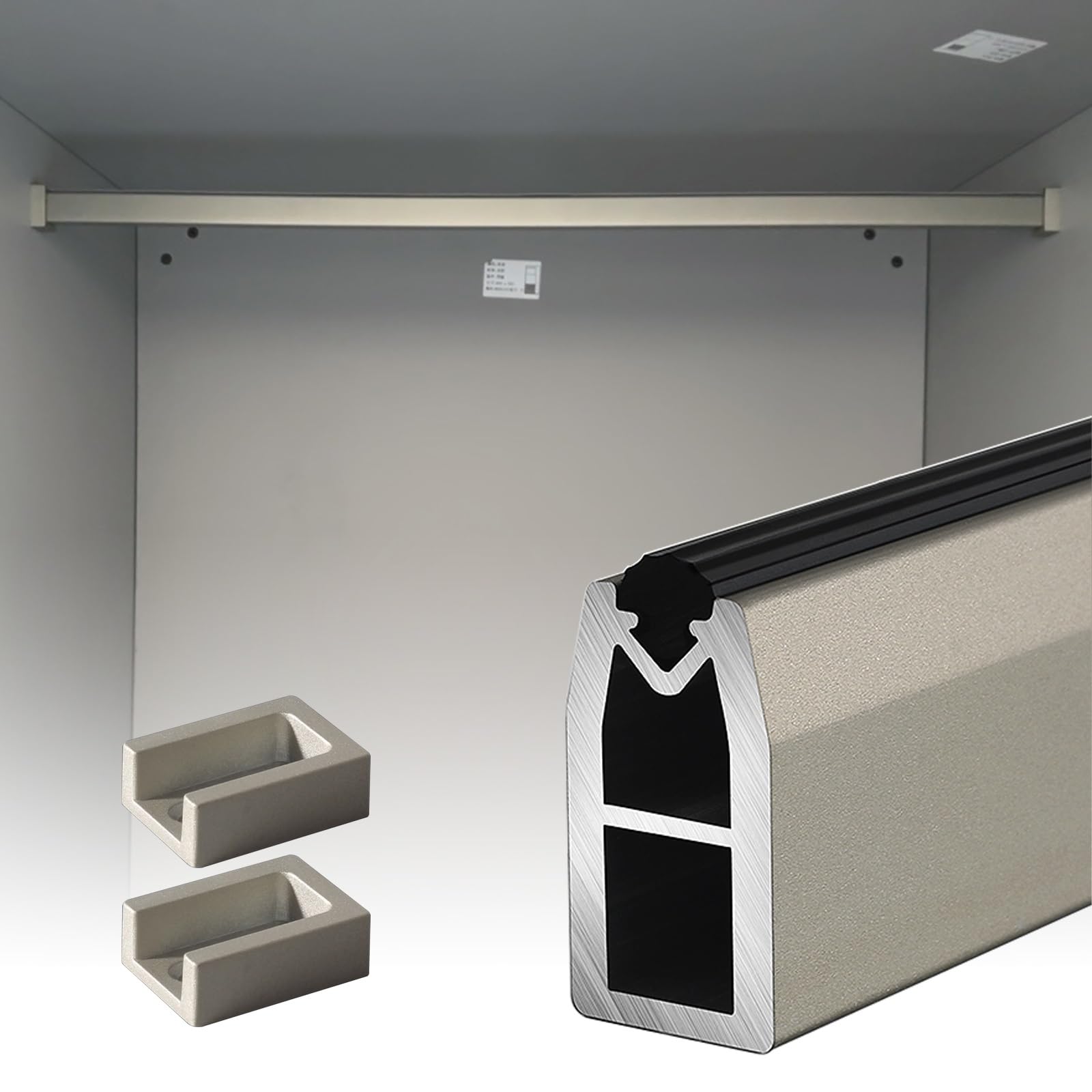 Yylmkmfc-Ae Brown Wall Mounted Coat Rail For Cupboard With Screws, Removable Wardrobe Hanging Rail, Heavy Duty Industrial Pipe Closet Rod(,48In(121.9Cm))