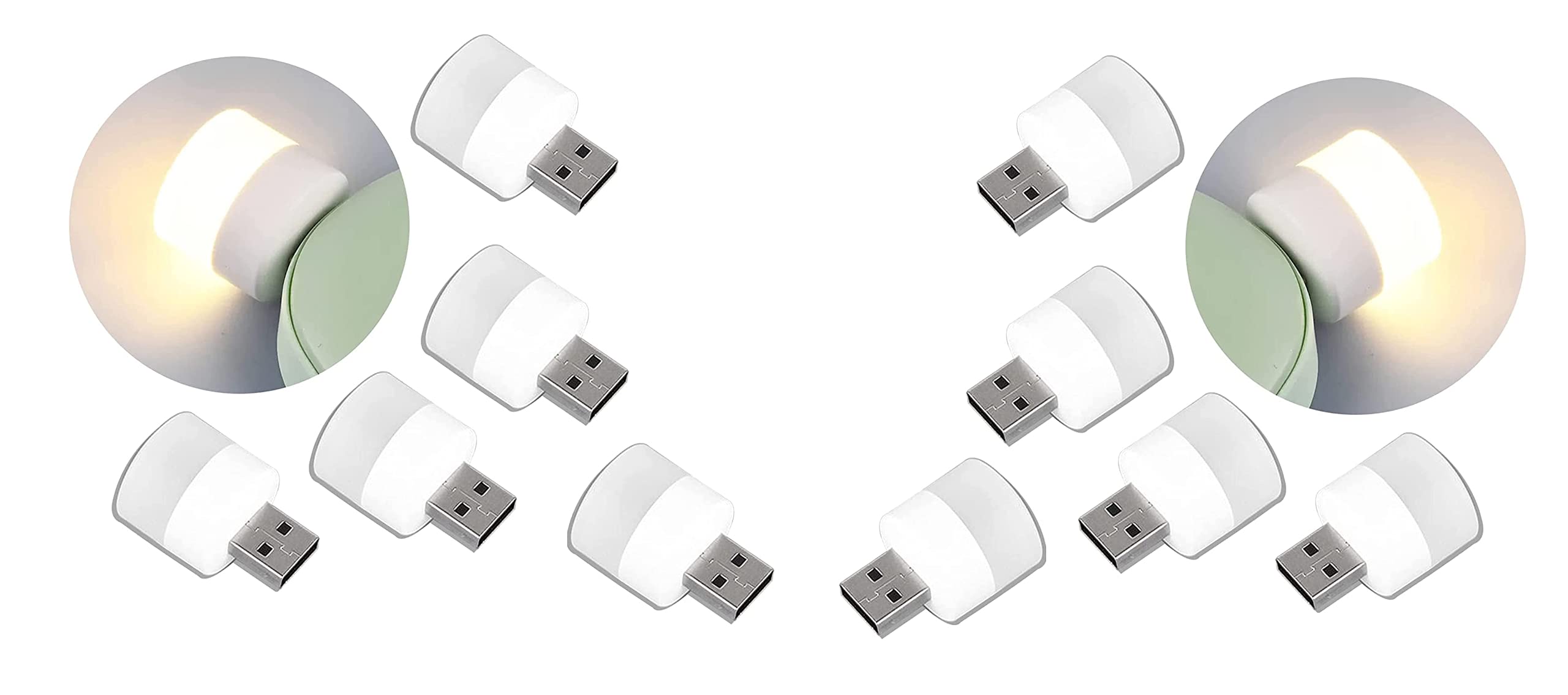 Ekon {Pack of 10) 1Watt Portable Mini Small Flexible USB LED Bright Light Bulb for Power Bank Laptop PC Reading Camping Home Car Home Mobile USB Charger Indoor Outdoor Bathroom - Warm Yellow-image-6