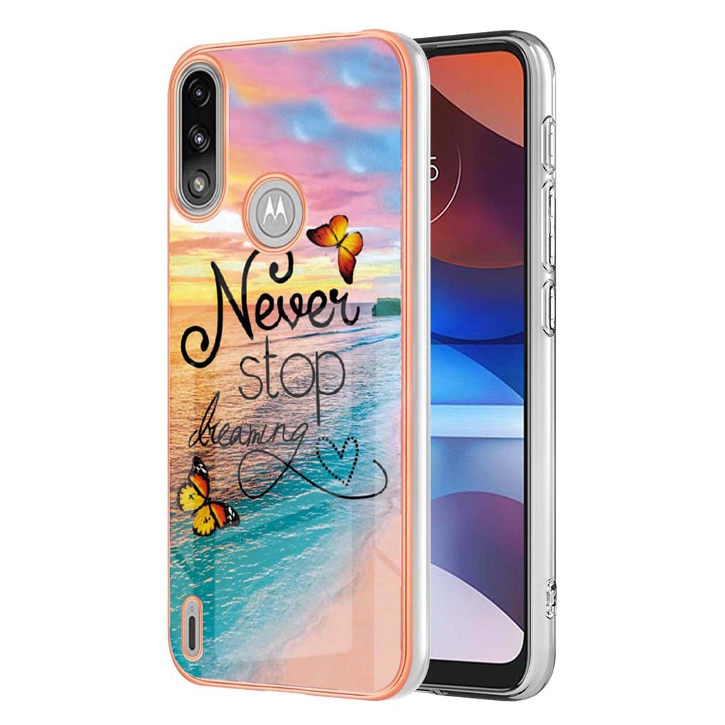 SEAHAI Cover Per Motorola Moto E7i Power/E7 Power - Custodia In Silicone TPU Ultra Sottile Con Stampa Glitter Farfalla - Antiurto E Leggera - 4