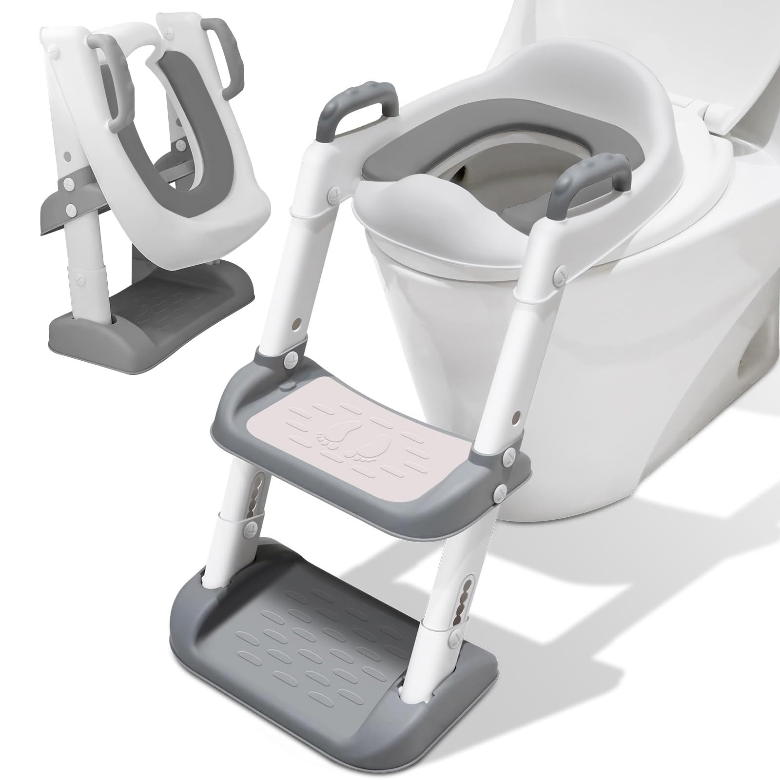 Reducteur Toilette Enfant, Abattant WC Antidérapant Échelle Réducteur, Pliable et Réglable, Réducteur WC Enfant Siege Toilette Enfant avec Marche Adapté pour Apprentissage de la Propreté