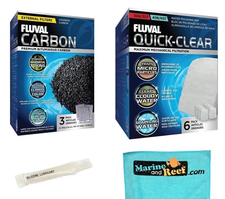 Inland Seas Fluval 306/307 406/407 Canister Filter Monthly Maintenance Kit Bundle (4 Items)