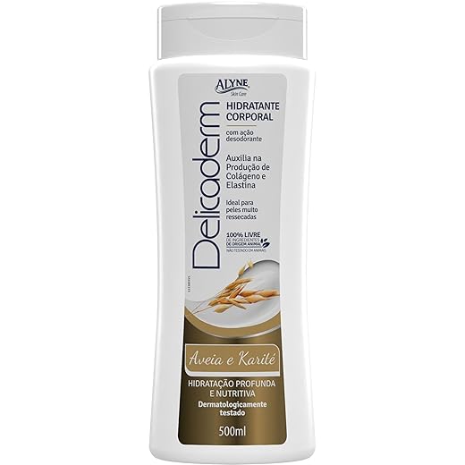 Hidratante, Desodorante Corporal, Aveia e Karité, 500g, Dourado