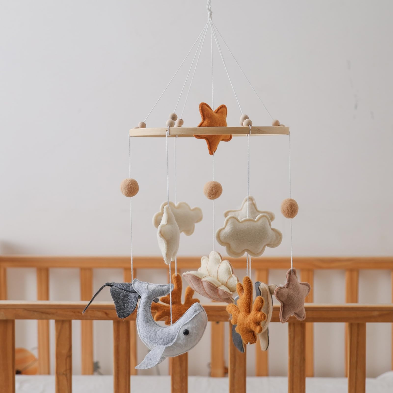 Mobili Per Mobile in Feltro per Bambini | Giocattolo Appendibile Carillon in Feltro con Animali Marini Stile Cartoon Decorazione per Camera Culla Cameretta dei