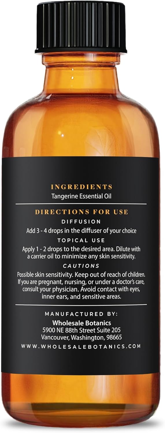 Tangerine Essential Oil by Wholesale Botanics | Premium Grade 100% Undiluted Essential Oil | for Aromatherapy, Soaps, Lotions, & Candles | Vegan & Cruelty Free (2 Fl Oz)