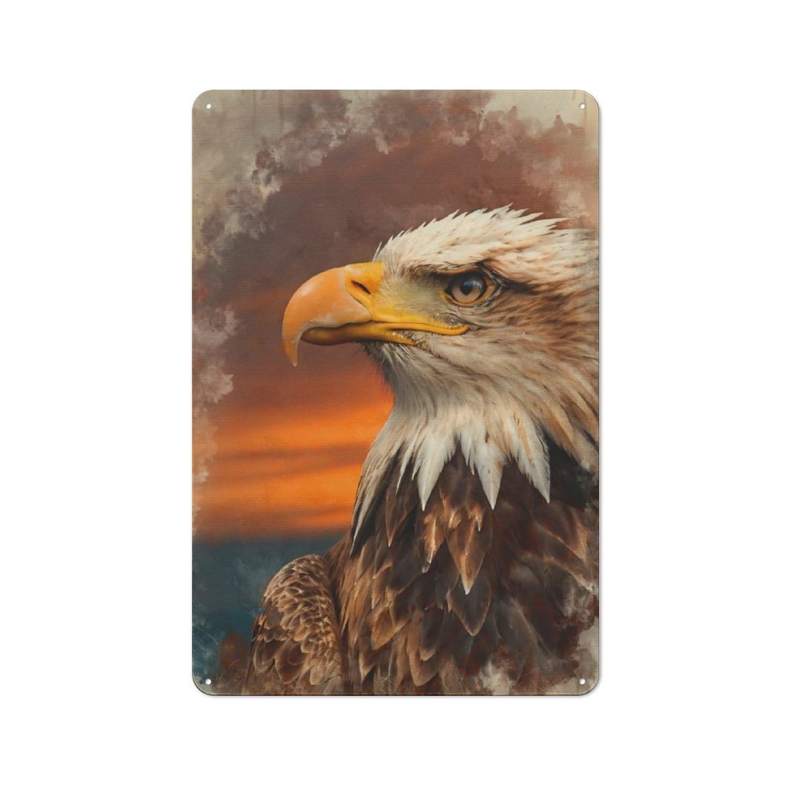 Junmoney Majestic Bald Eagle Portrait For Home Office Or Studio, Retro Metal Wall Sign 30X20cm, For Vintage Wall Decor Fans, For Metal Sign Collectors