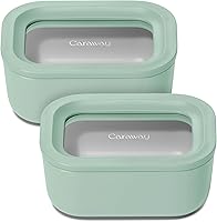 Vista 52 de Caraway Set de 2 piezas de recipientes de vidrio para almacenamiento de alimentos - (2) recipientes de vidrio de 1.75 tazas - Vidrio recubierto