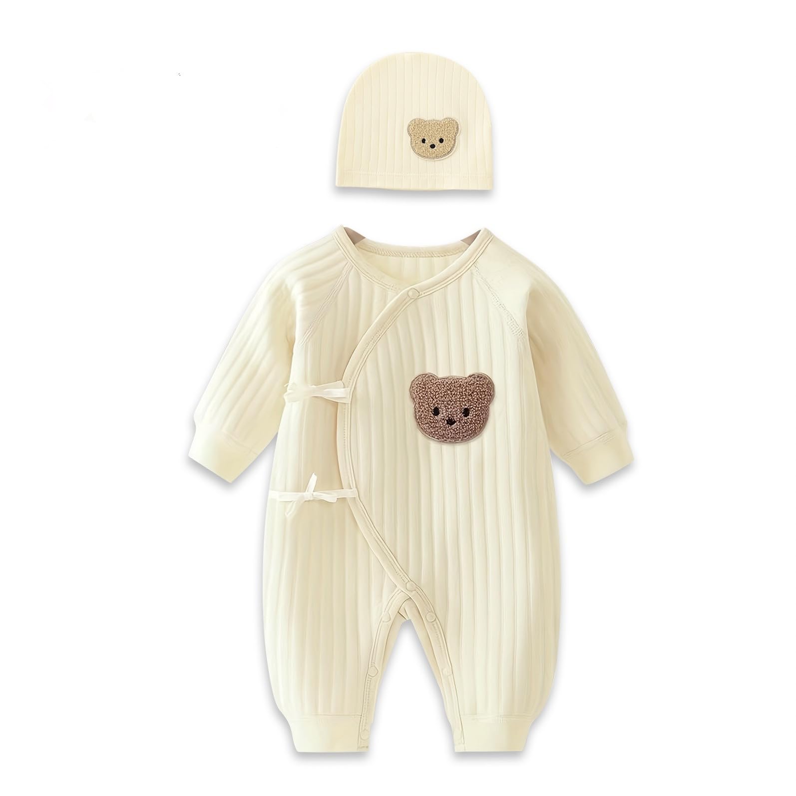 1 Pack Baby Bodysuit, Neugeborenes Baby warme Baumwolle Bodysuit mit Hut, 100% Baumwolle Kleinkind Homewear verdickt Frühling und Herbst Kleidung