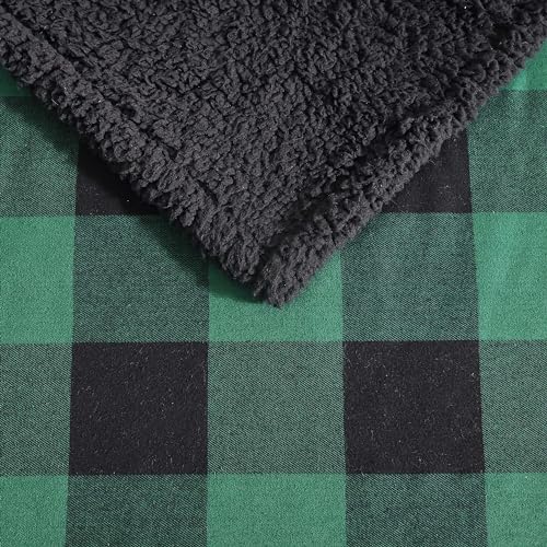 Image of Eddie Bauer - Blanket, Super Soft Reversible Sherpa & Brushed Fleece Bedding, Throw Blankets for Couch, Ideal for Lounging (Cabin Plaid Green)