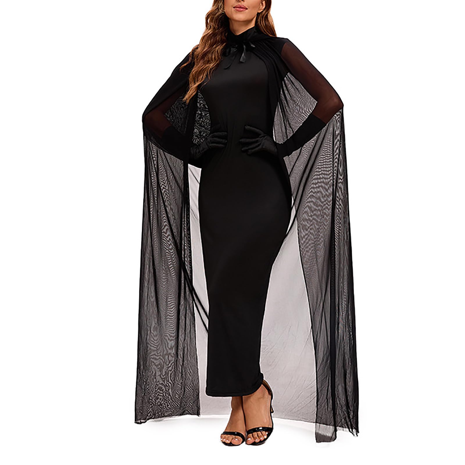Mittelalterliches Kleid Renaissance Kleid Damen Mittelalter Kostüme Damen | Gothic Kleidung ,Halloween Karneval Kostüm, Maxi Glockenärmel Outfit, Retro Festival Outfit, Corsagenkleid Mit Tüll-Cape