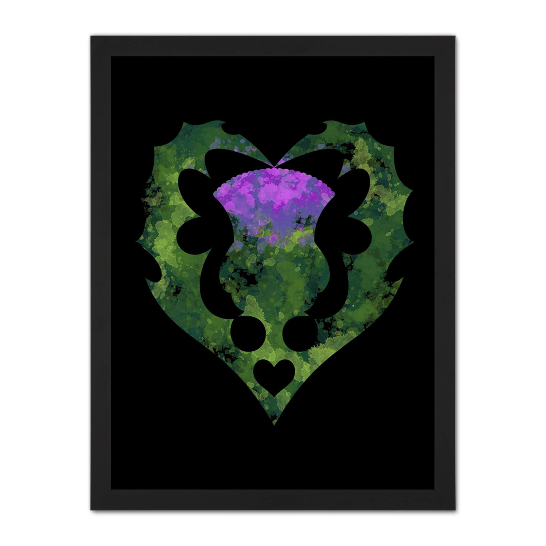 Wee Blue Coo Thistle Scottish Flower Heart Artwork Framed Wall Art Print 18X24 Inch